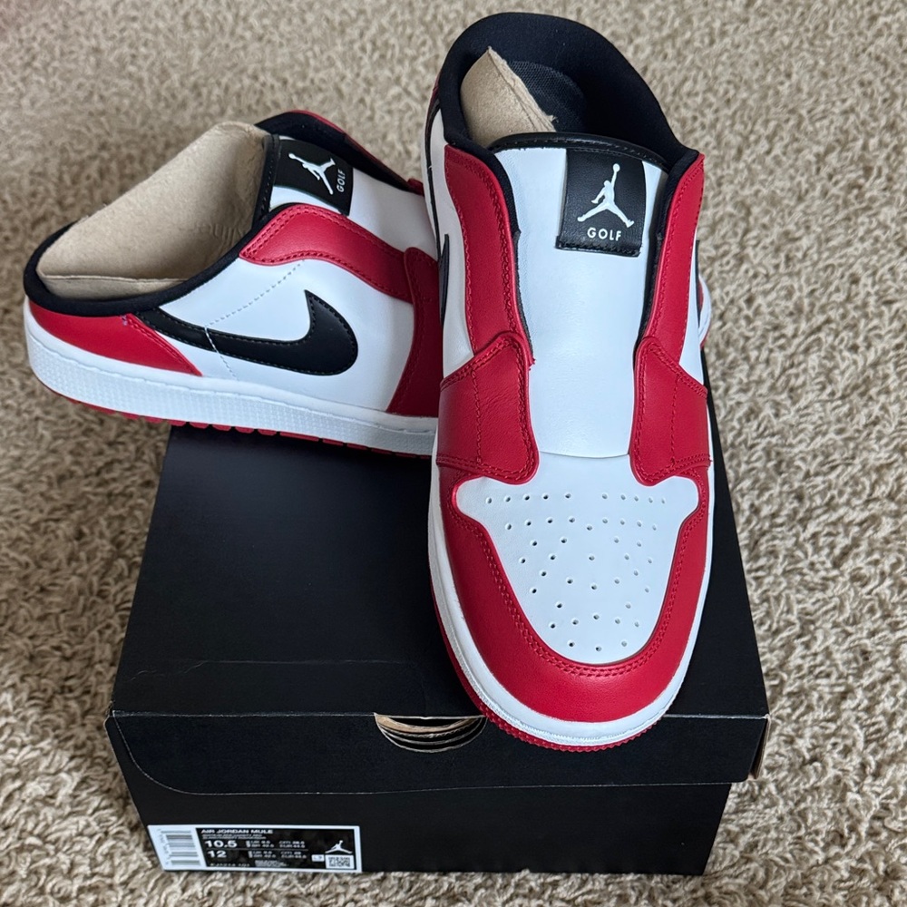 Air Jordan Red and White Slip-On Golf Shoes
